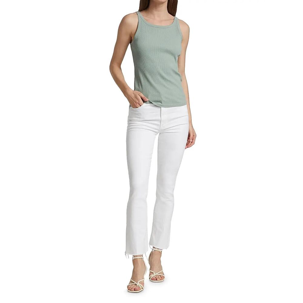 MOTHER The Hustler Ankle Fray Jeans in Glass Slipper White Cropped Denim - Picture 10 of 11